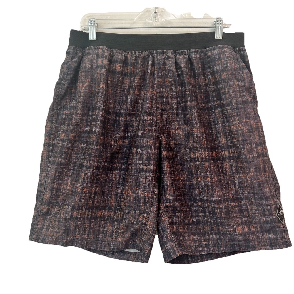 PrAna Mojo Shorts Men's X Large  Plaid Hybrid Swim Hiking Yoga Outdoor 10"